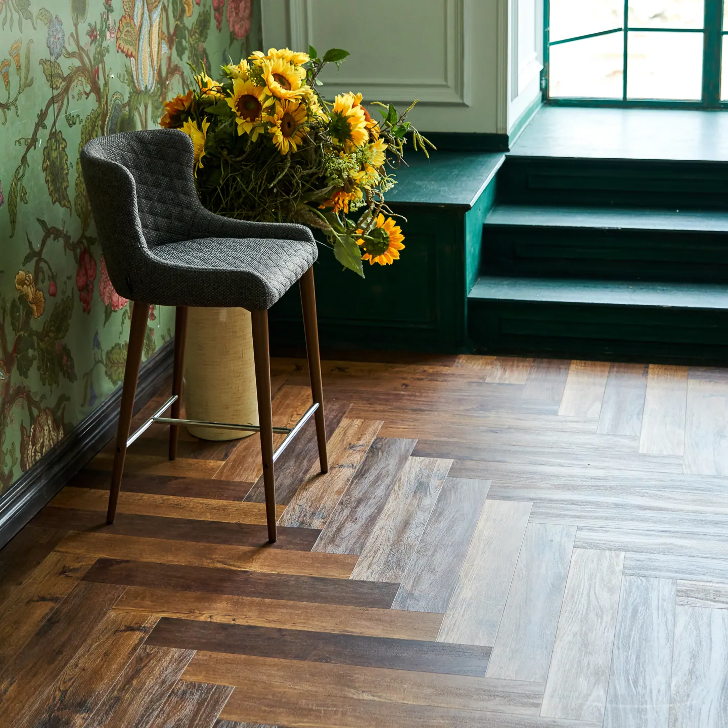 Vinilam Parquet Herringbone Click Паркет Парижский: в интерьере