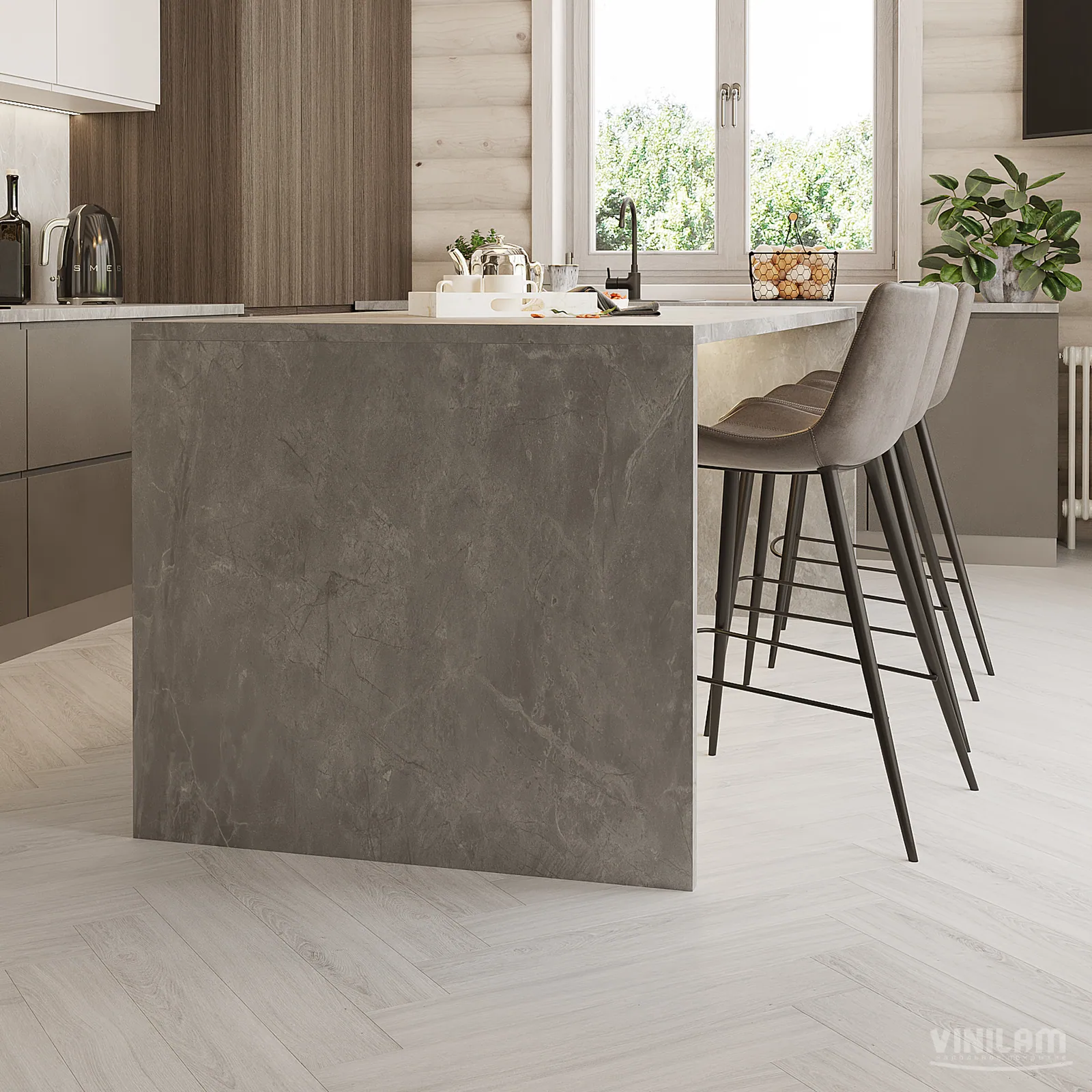 Vinilam Parquet Herringbone Click Паркет Санторини: в интерьере