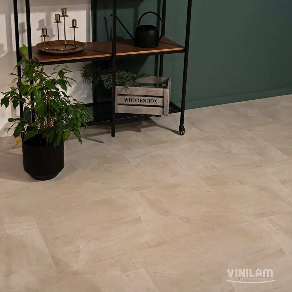 Vinilam Ceramo XXL Stone Glue Бетон белый: в интерьере