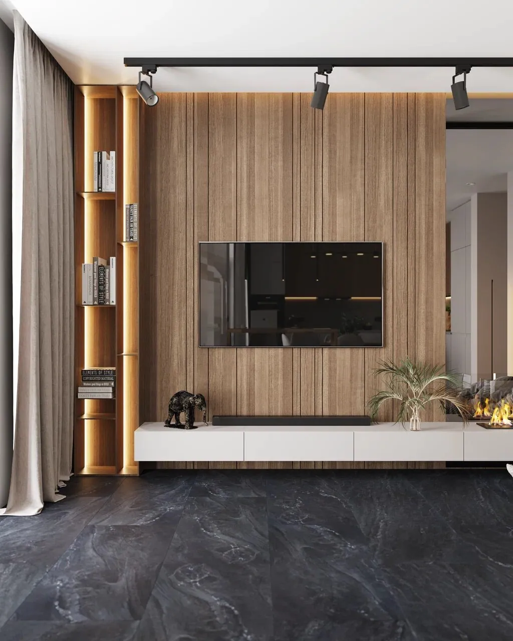 Vinilam Ceramo XXL Stone Glue Неаполитанский Черный: в интерьере