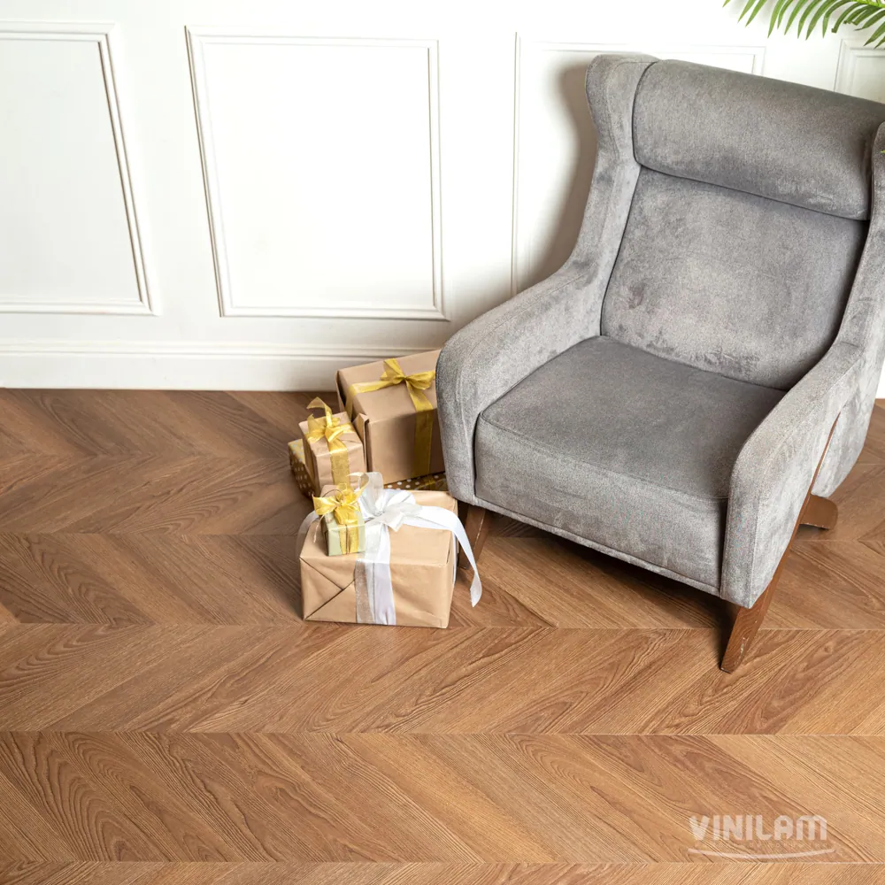 Vinilam Parquet Chevron Glue Шеврон Плезир: в интерьере