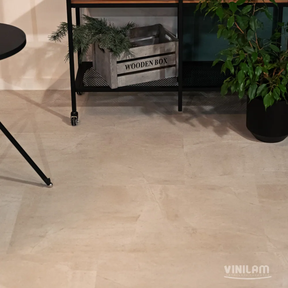 Vinilam Ceramo XXL Stone Glue Бетон белый: в интерьере
