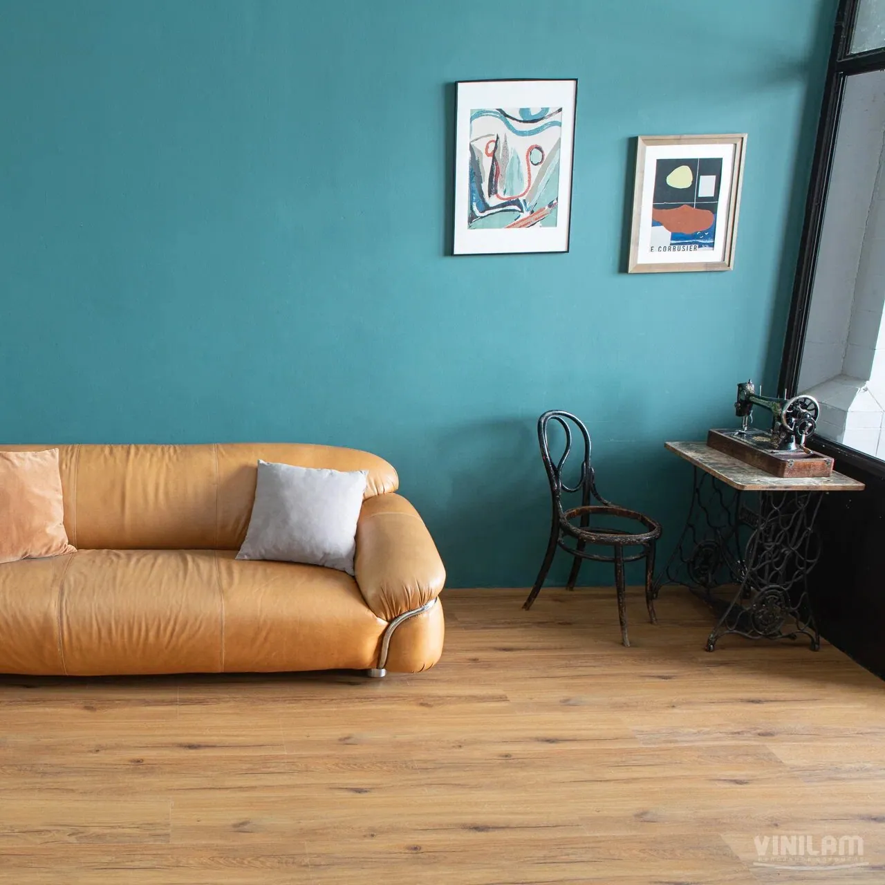Vinilam Cork Premium WPC Дуб Кадис: в интерьере