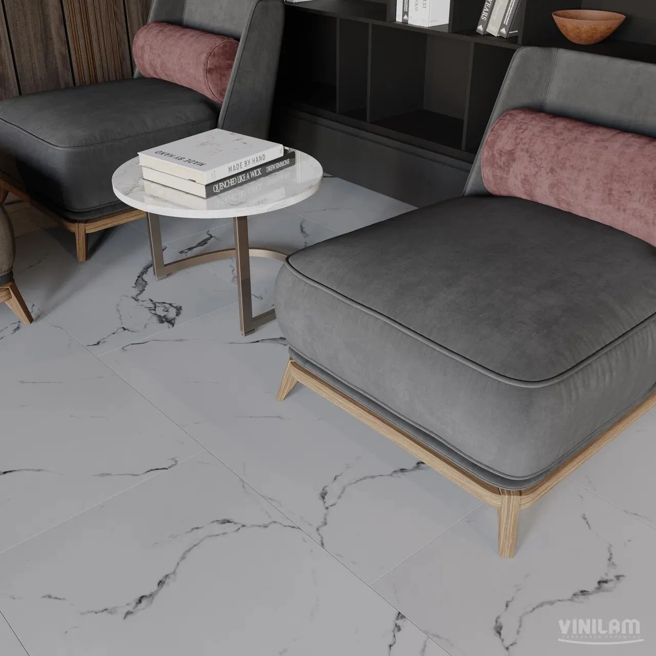 Vinilam Ceramo XXL Stone Click Итальянский мрамор: в интерьере