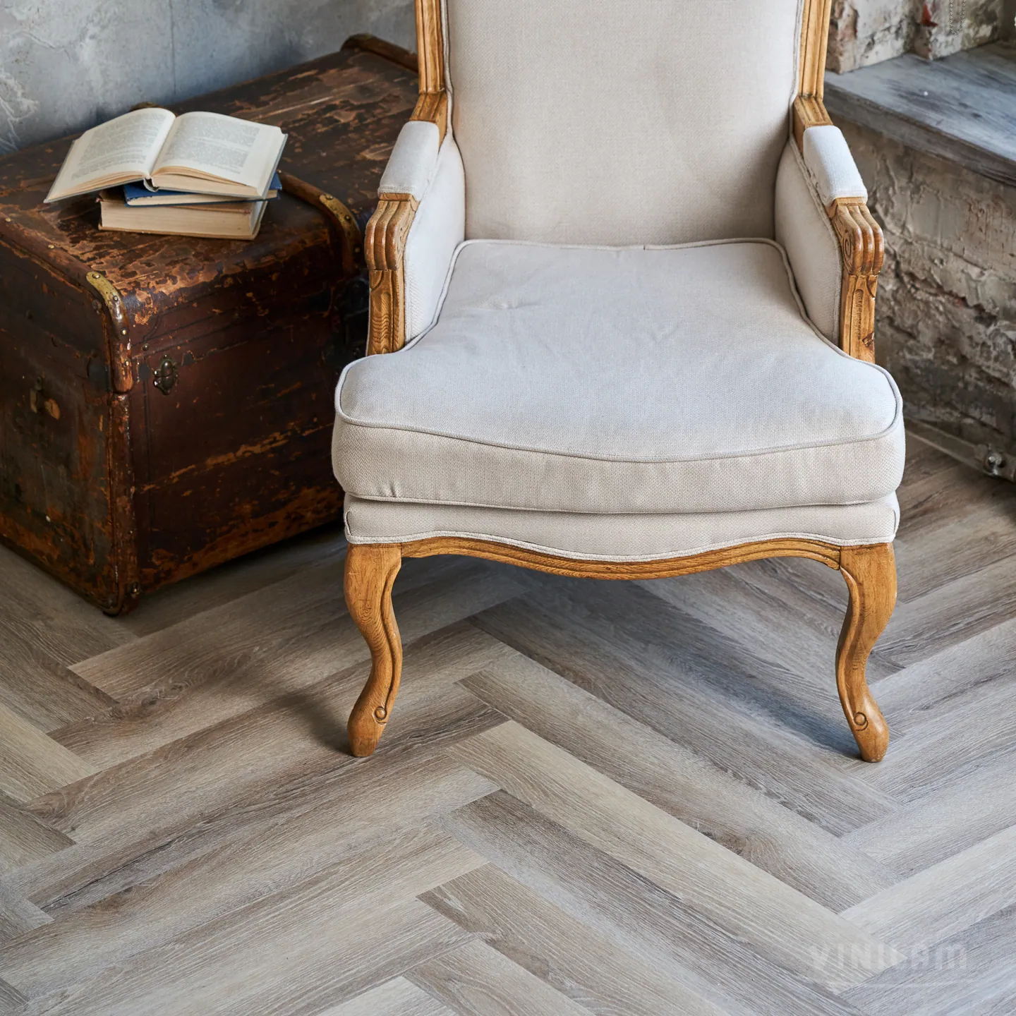 Vinilam Parquet Herringbone Click Паркет Эрмитаж: в интерьере