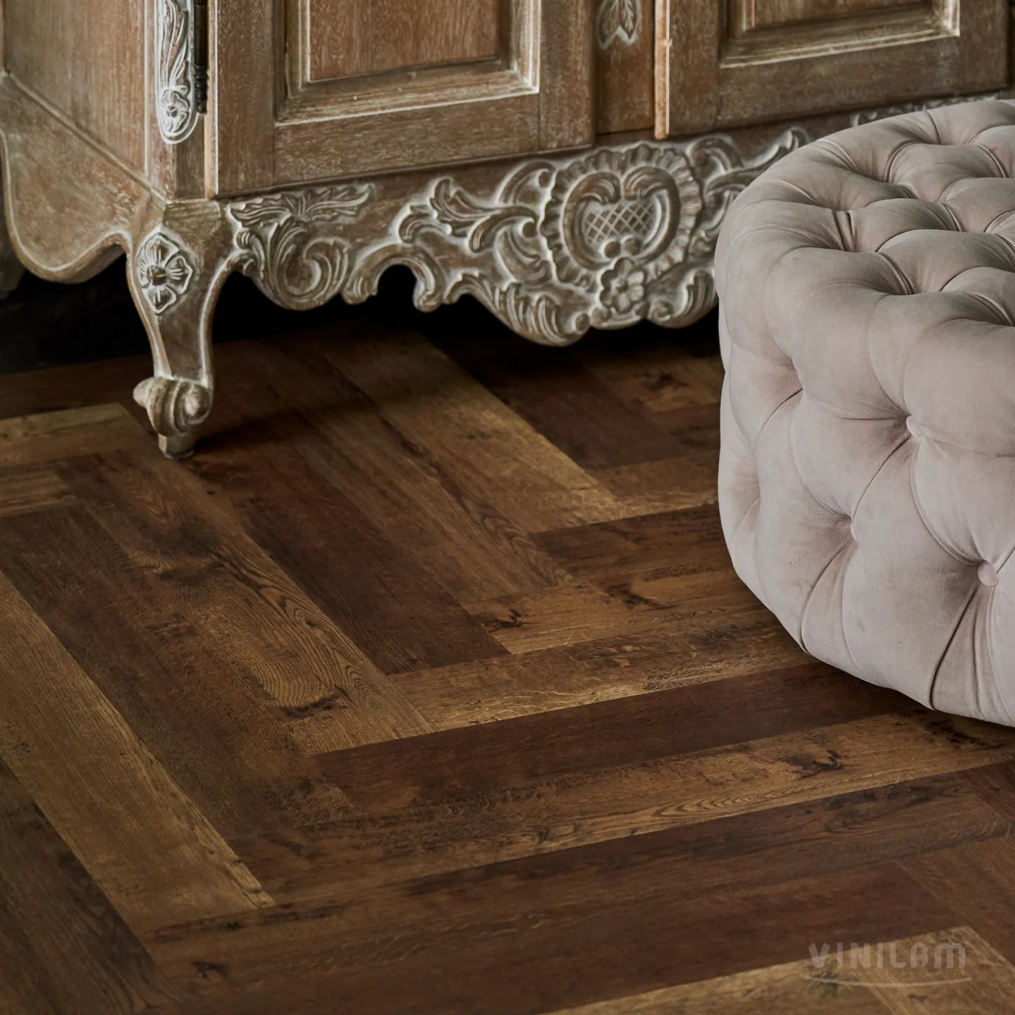Vinilam Parquet Herringbone Click Паркет Версальский: в интерьере