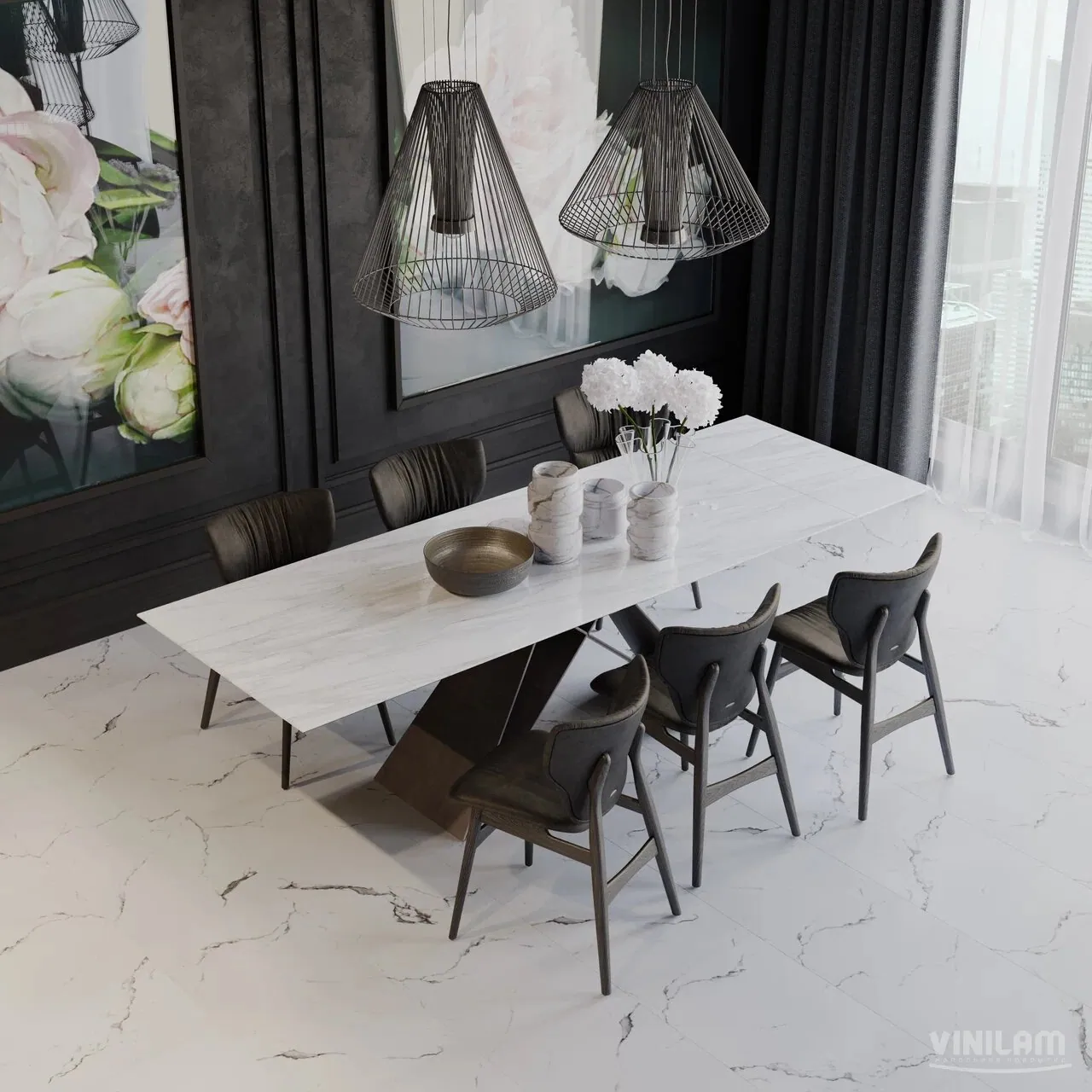 Vinilam Ceramo XXL Stone Click Итальянский мрамор: в интерьере