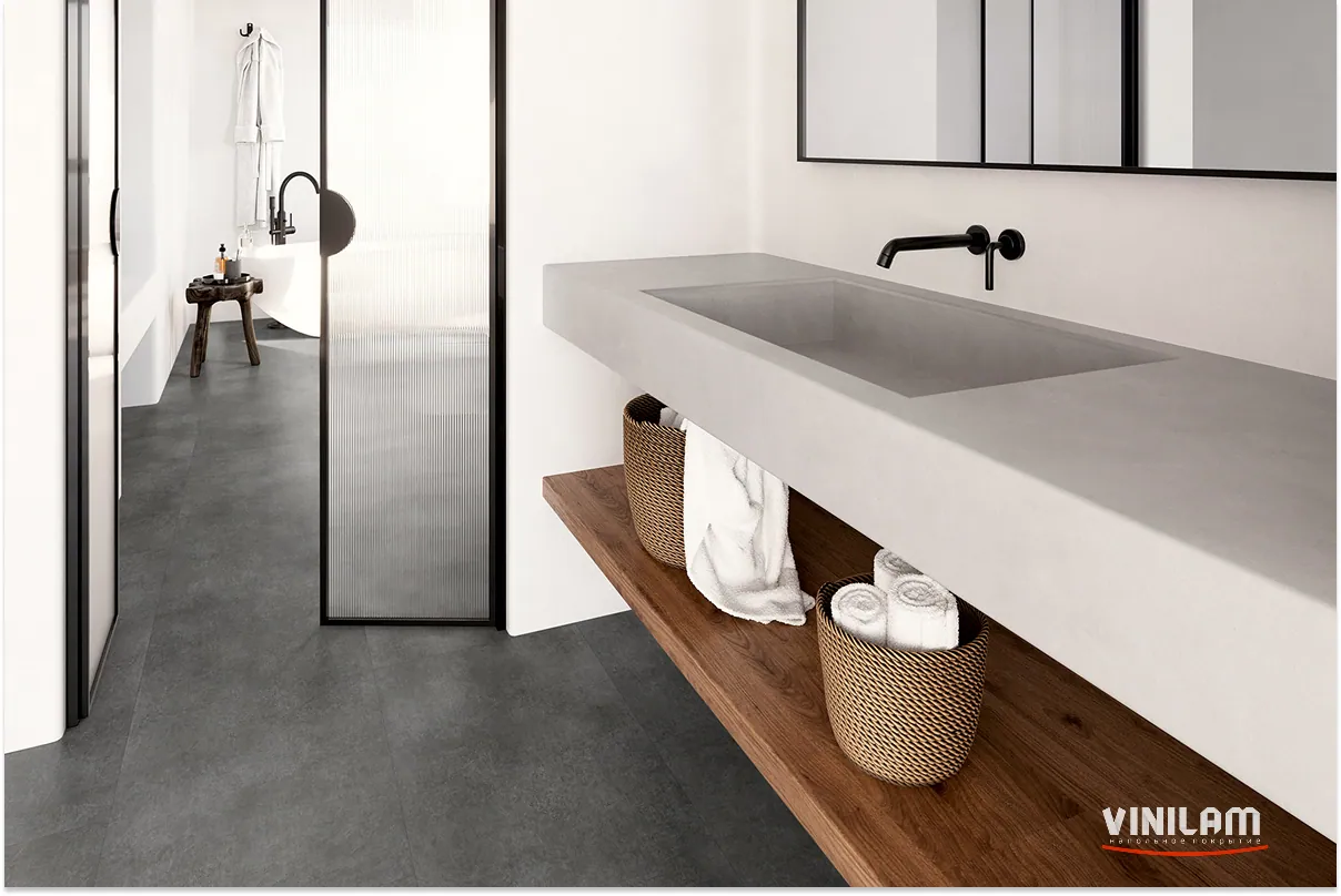 Vinilam Allure Stone Glue Графит: в интерьере