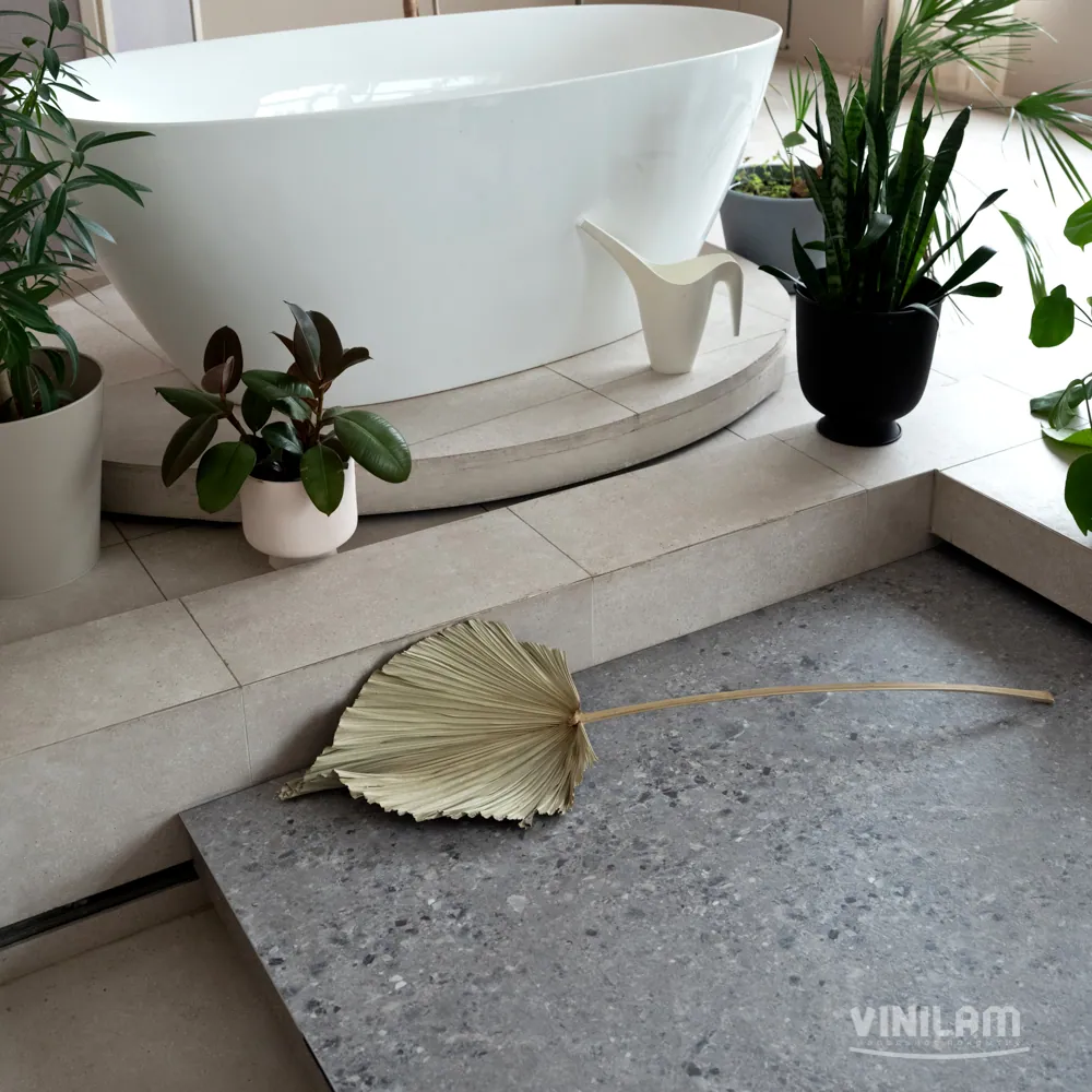 Vinilam Ceramo XXL Stone Glue Терраццо: в интерьере
