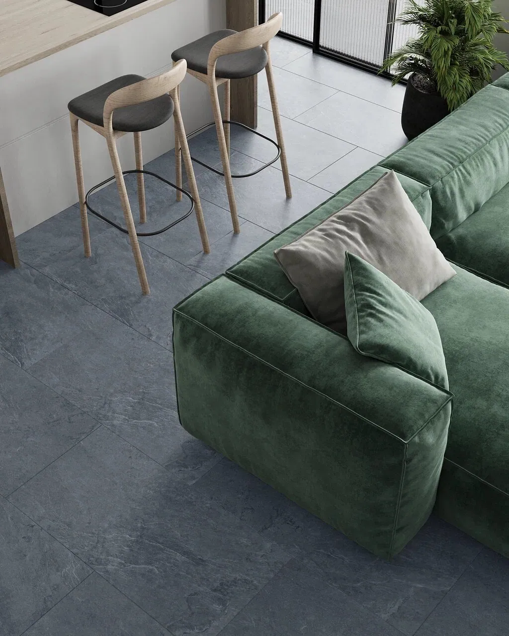 Vinilam Ceramo XXL Stone Glue Мальтийский Базальт: в интерьере