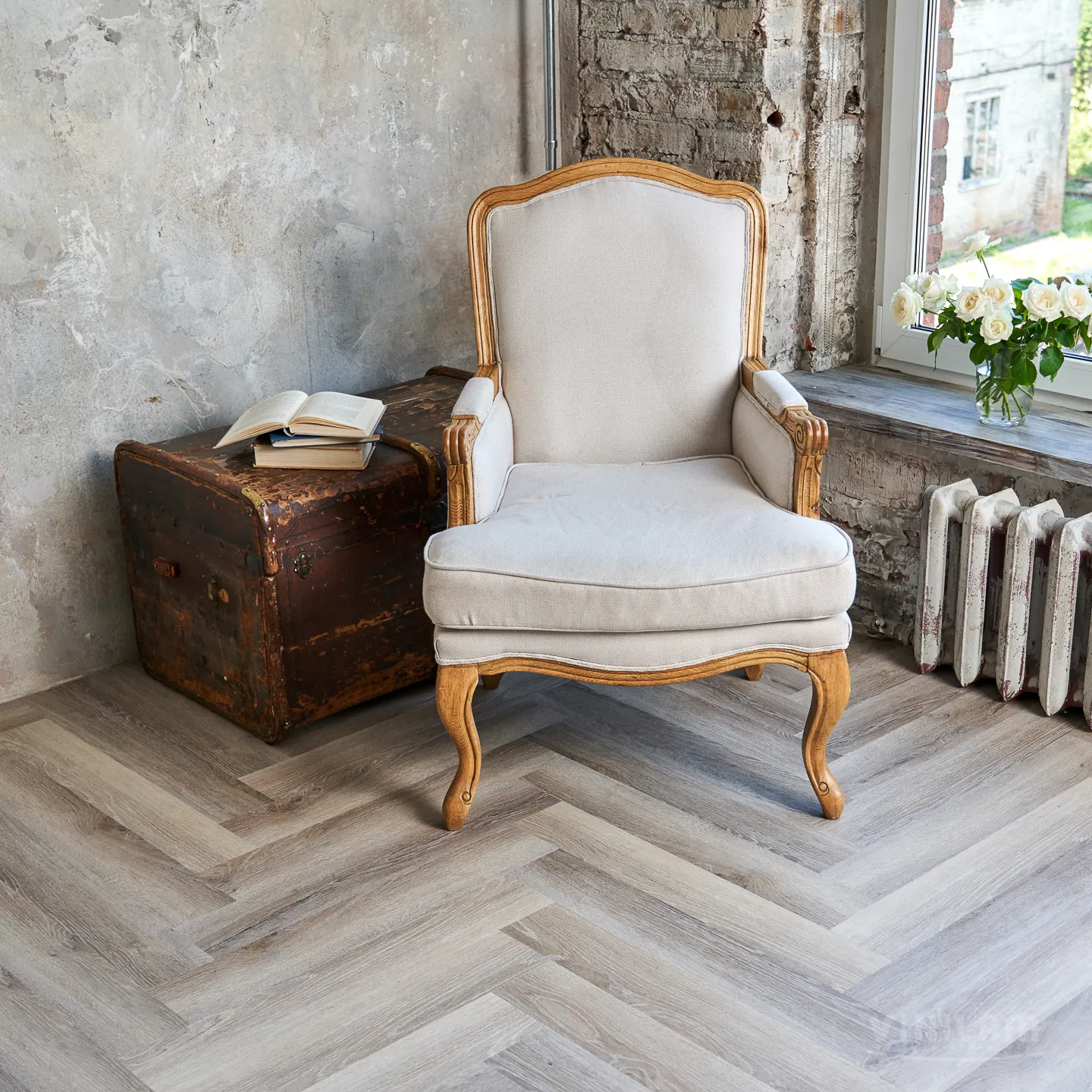 Vinilam Parquet Herringbone Click Паркет Эрмитаж: в интерьере