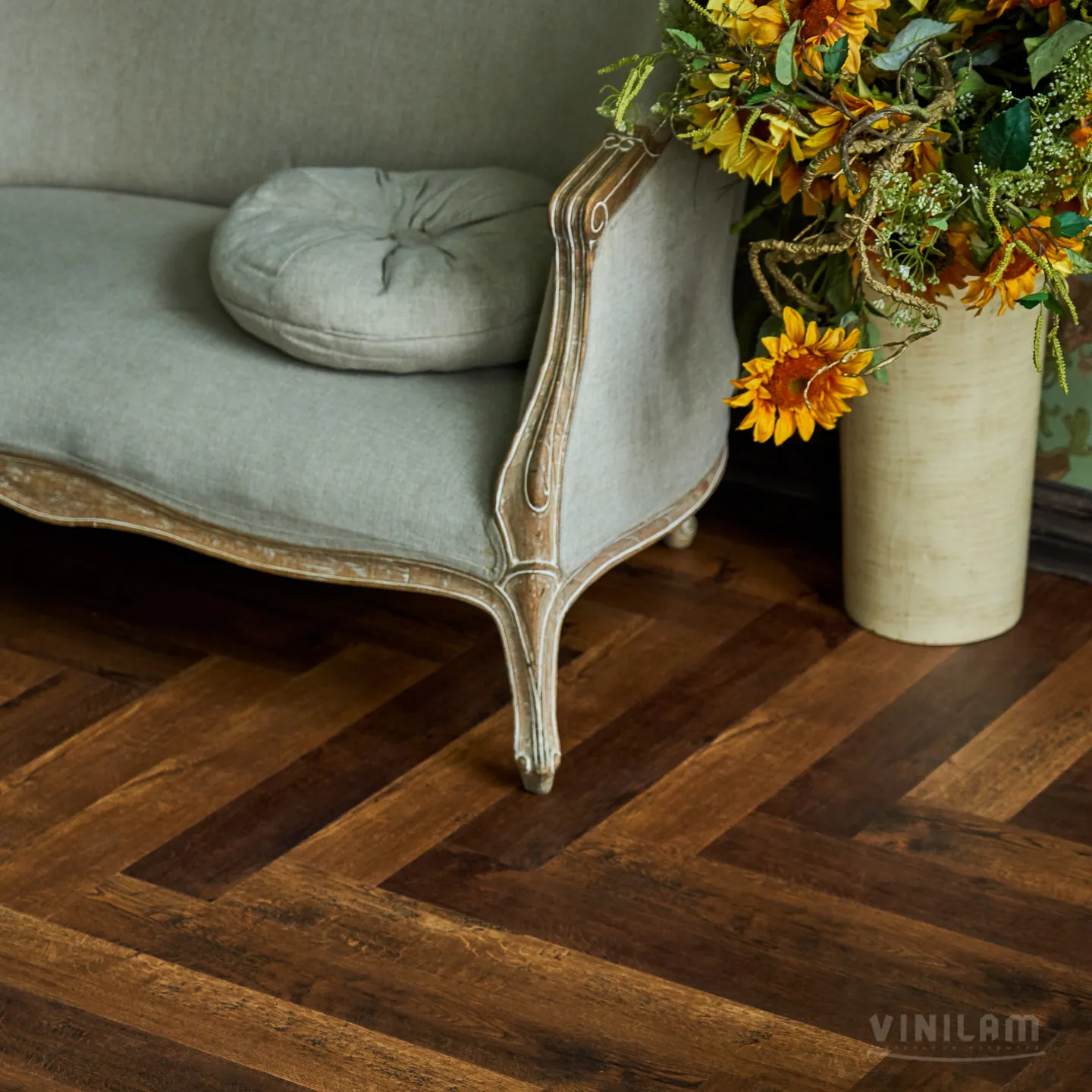 Vinilam Parquet Herringbone Click Паркет Парижский: в интерьере