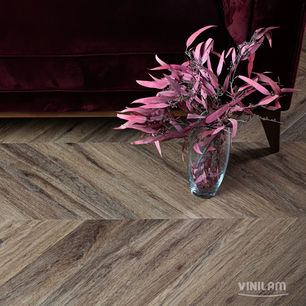 Vinilam Parquet Chevron Click Шеврон Лувр: в интерьере