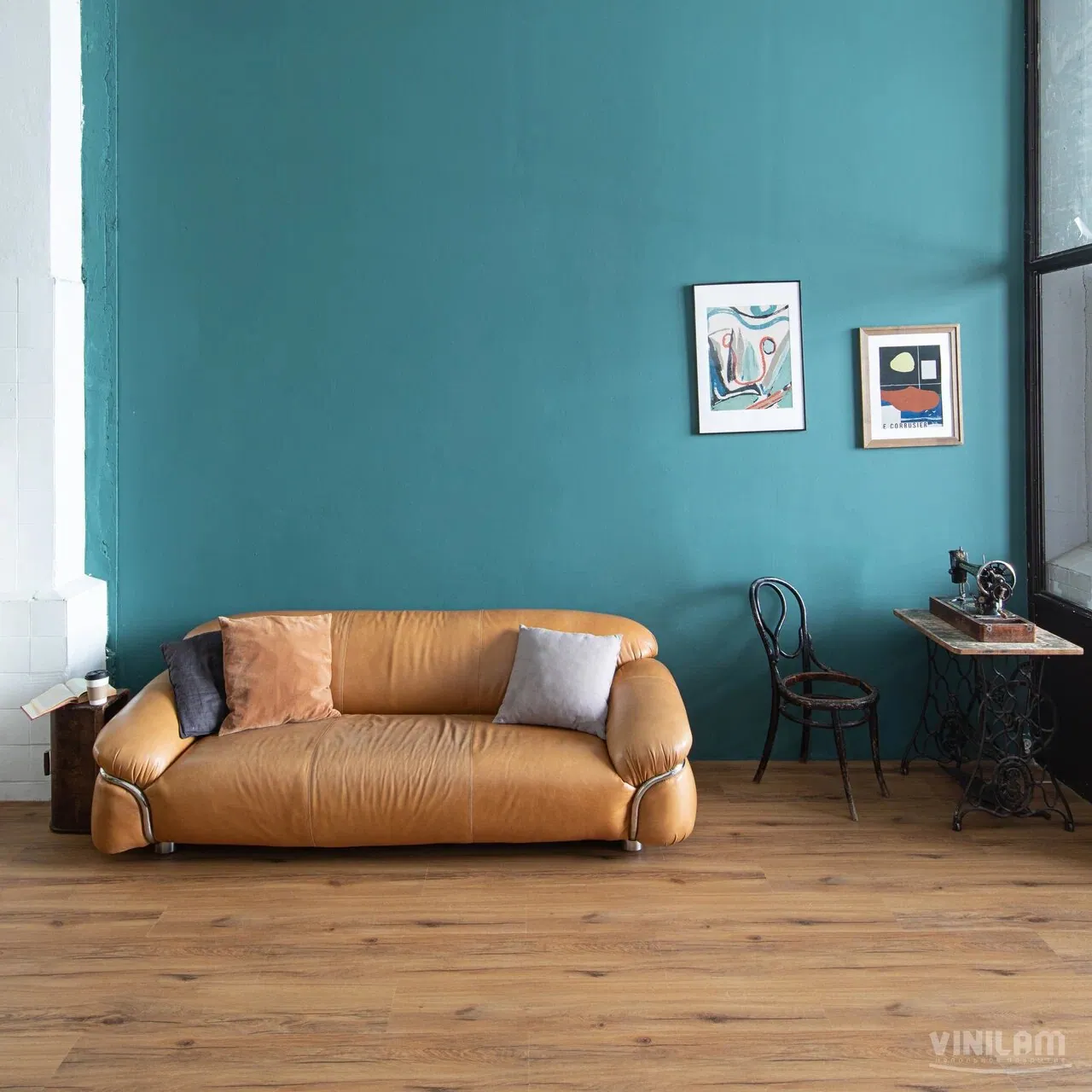Vinilam Cork Premium WPC Дуб Кадис: в интерьере
