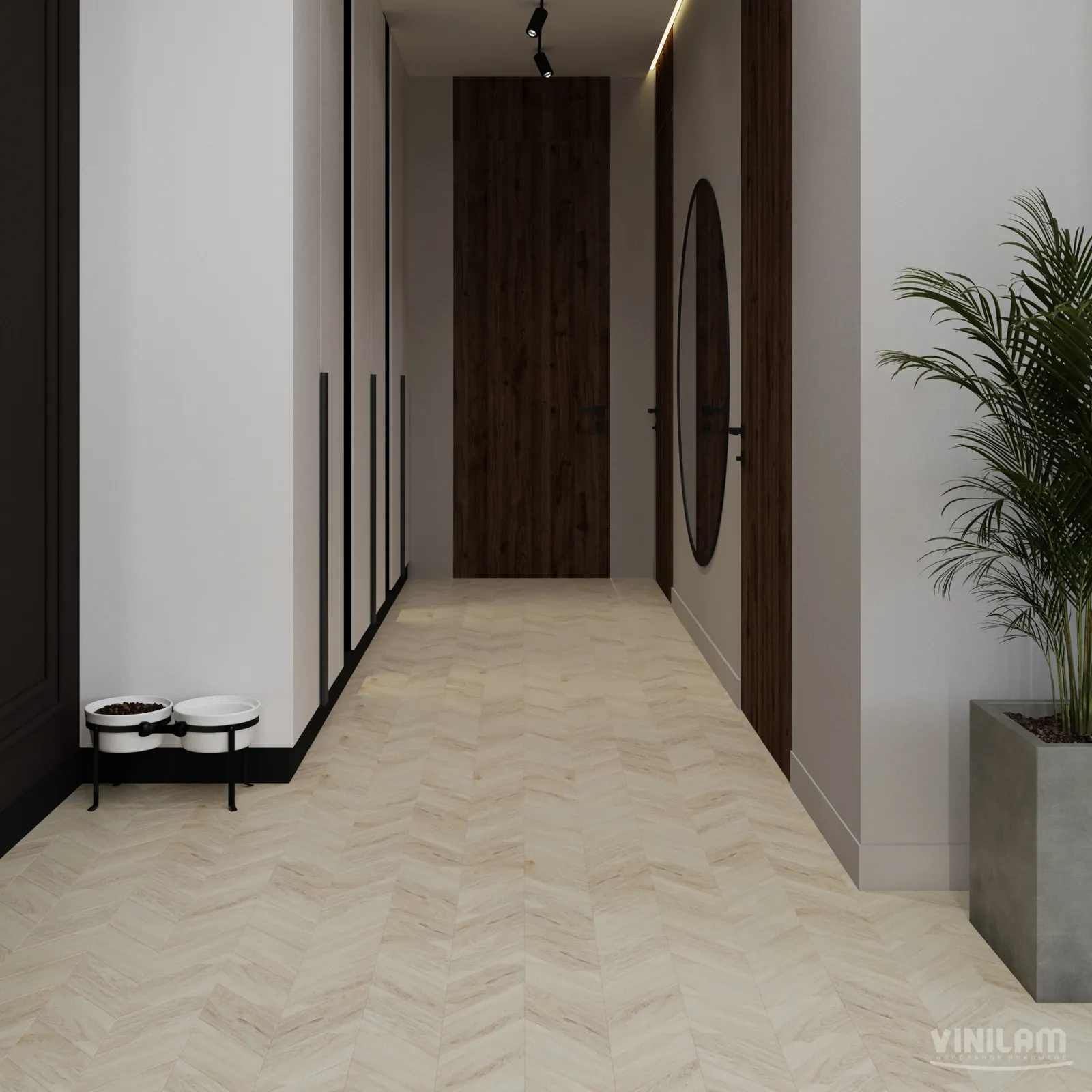 Vinilam Parquet Chevron Glue Шеврон Бриссак: в интерьере