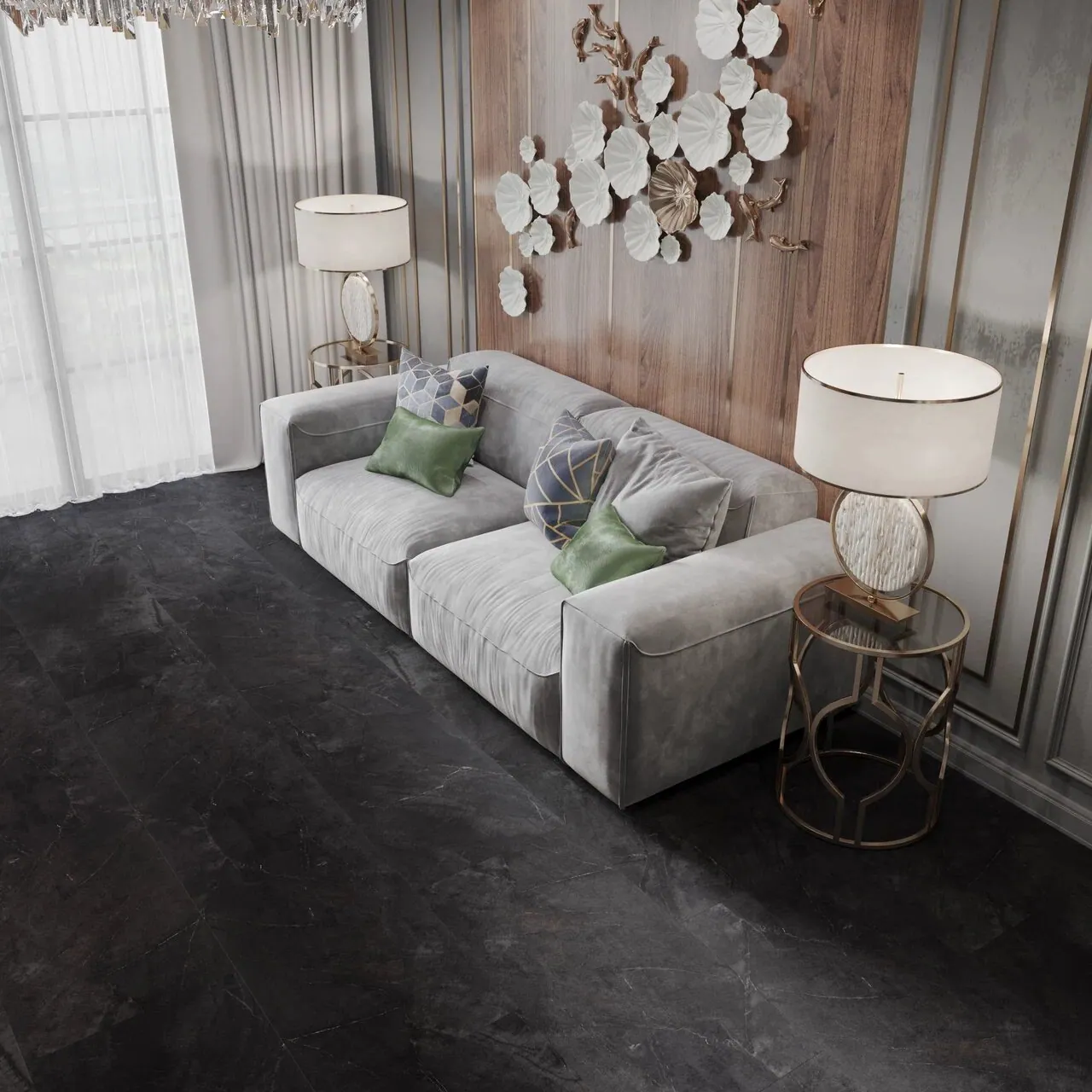 Vinilam Ceramo XXL Stone Glue Аргентинский Камень: в интерьере