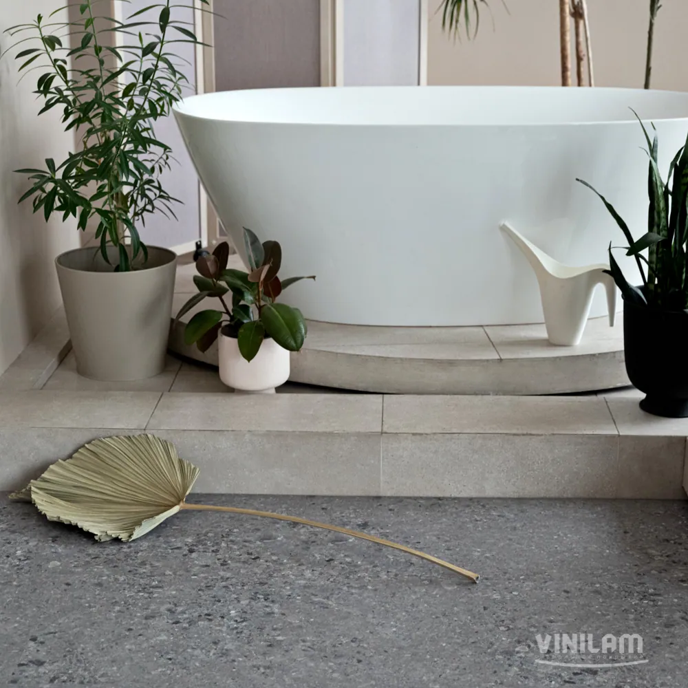 Vinilam Ceramo XXL Stone Glue Терраццо: в интерьере