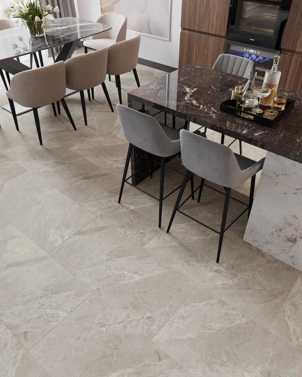 Vinilam Ceramo XXL Stone Glue Тосканский Камень: в интерьере