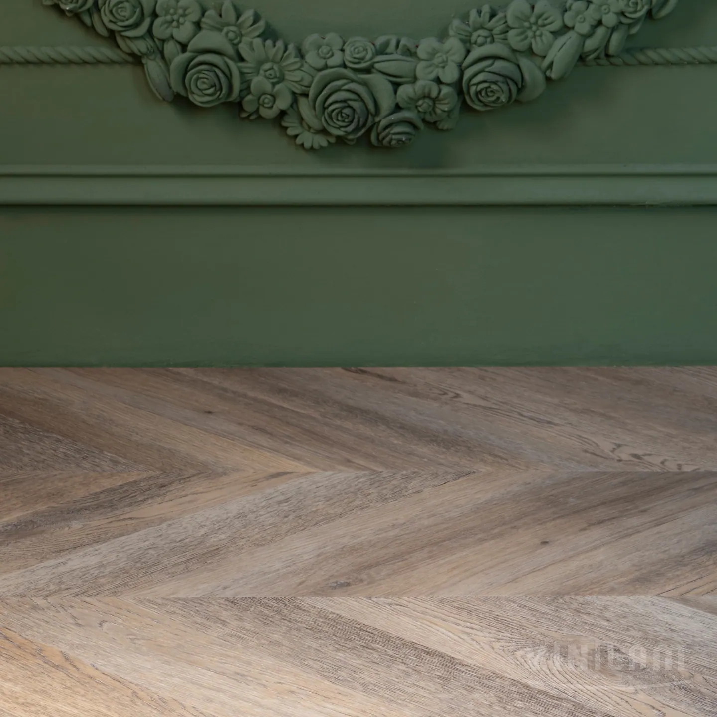 Vinilam Parquet Chevron Glue Шеврон Шампань: в интерьере