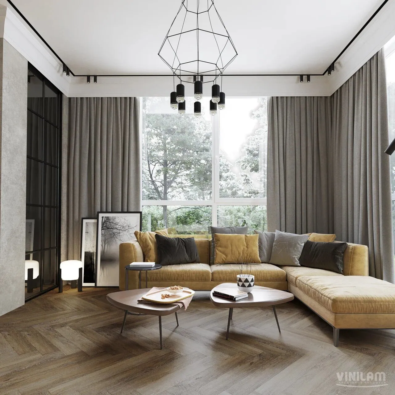 Vinilam Parquet Herringbone Click Паркет Тусон: в интерьере