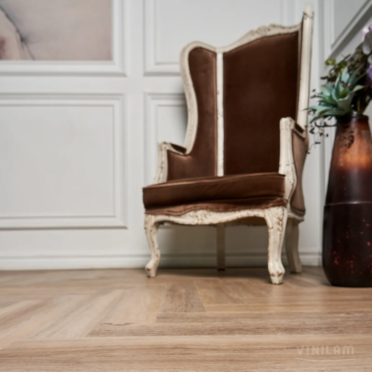 Vinilam Parquet Herringbone Click Паркет Северный: в интерьере