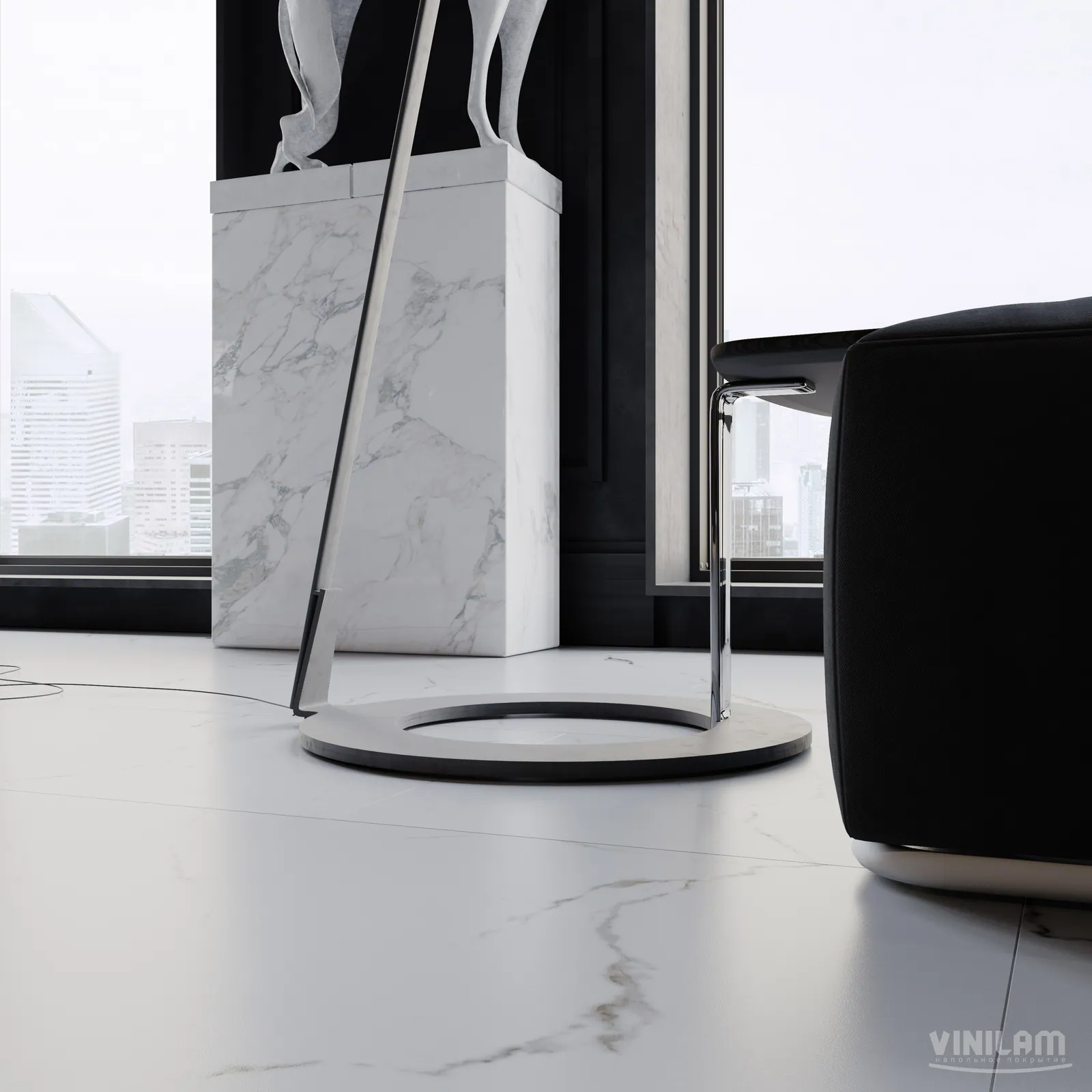 Vinilam Ceramo XXL Stone Click Итальянский мрамор: в интерьере