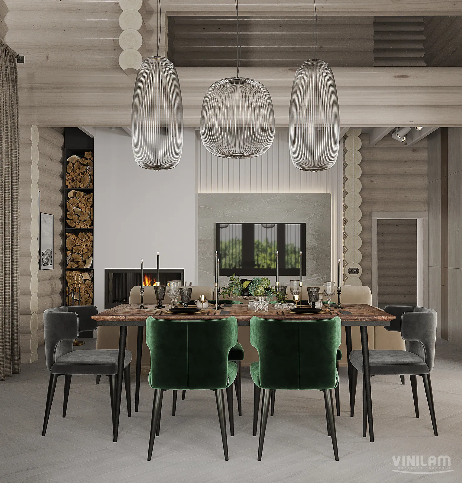 Vinilam Parquet Herringbone Click Паркет Санторини: в интерьере