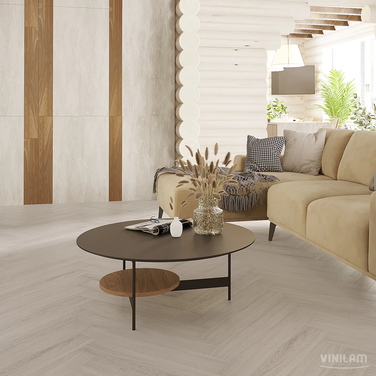Vinilam Parquet Herringbone Click Паркет Санторини: в интерьере