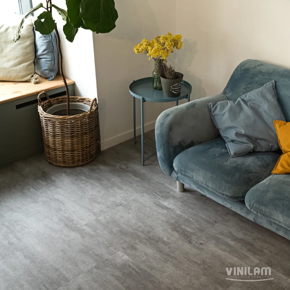 Vinilam Ceramo XXL Stone Glue Цемент светлый: в интерьере