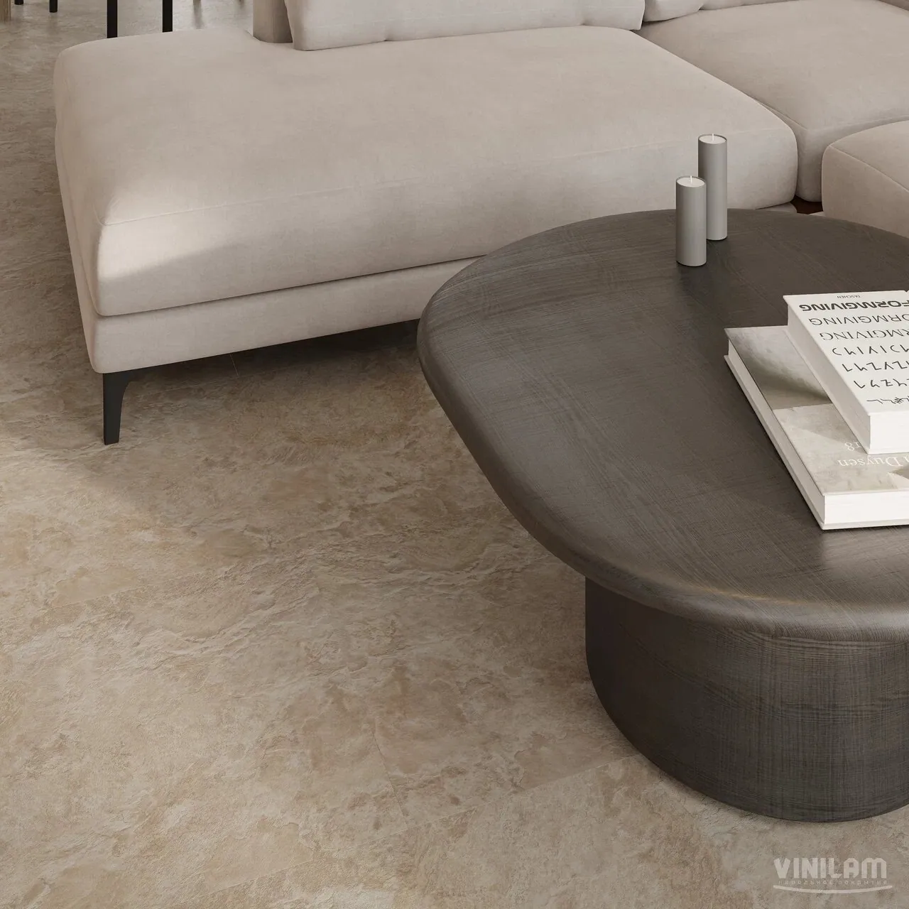 Vinilam Ceramo XXL Stone Glue Аравийский камень: в интерьере