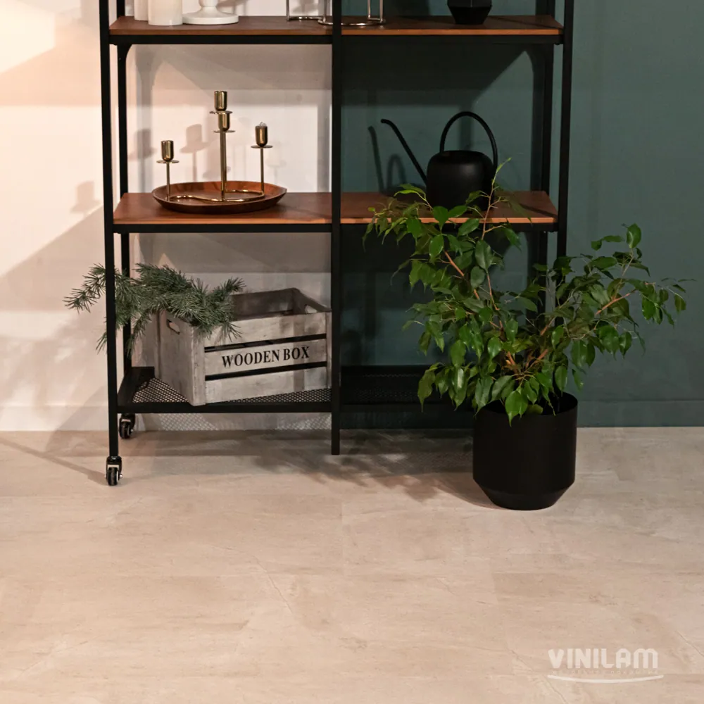 Vinilam Ceramo XXL Stone Glue Бетон белый: в интерьере