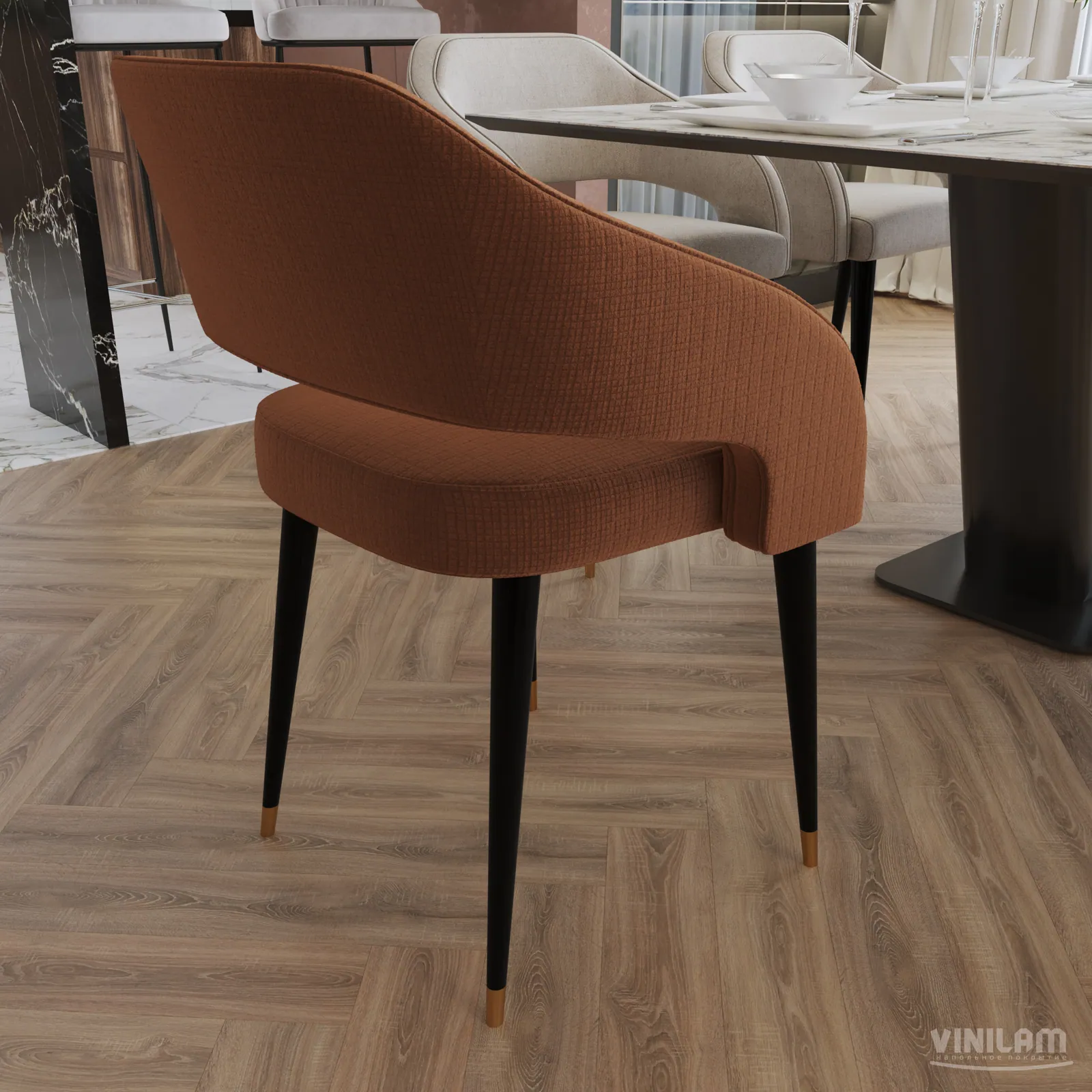 Vinilam Parquet Herringbone Click Паркет Монпелье: в интерьере