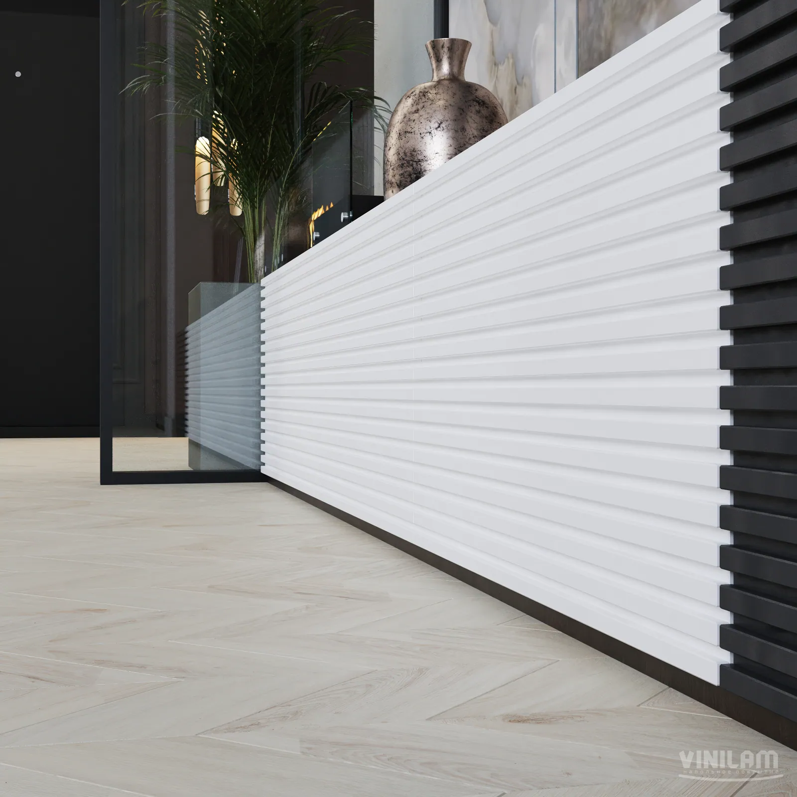 Vinilam Parquet Chevron Glue Шеврон Бриссак: в интерьере