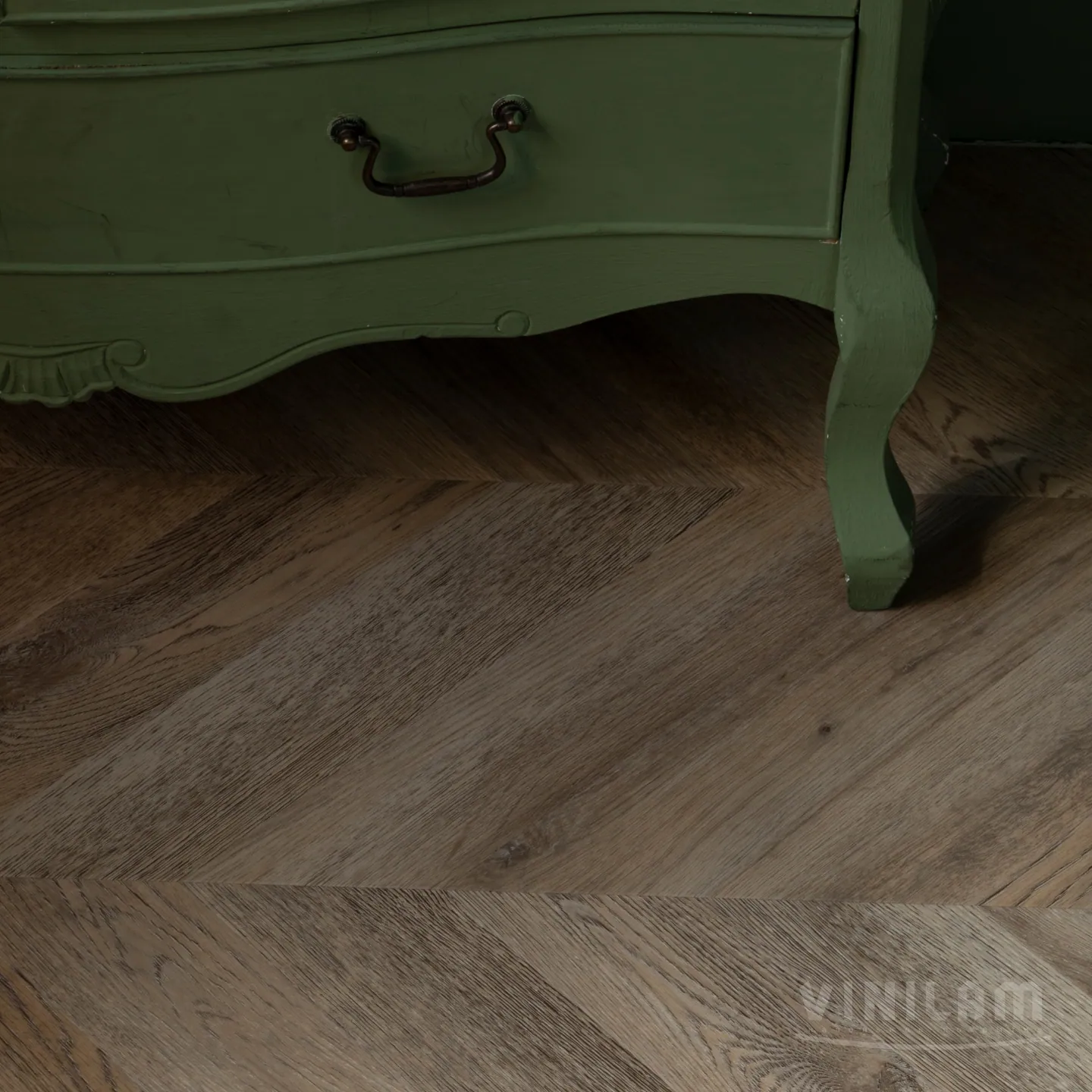 Vinilam Parquet Chevron Glue Шеврон Шампань: в интерьере