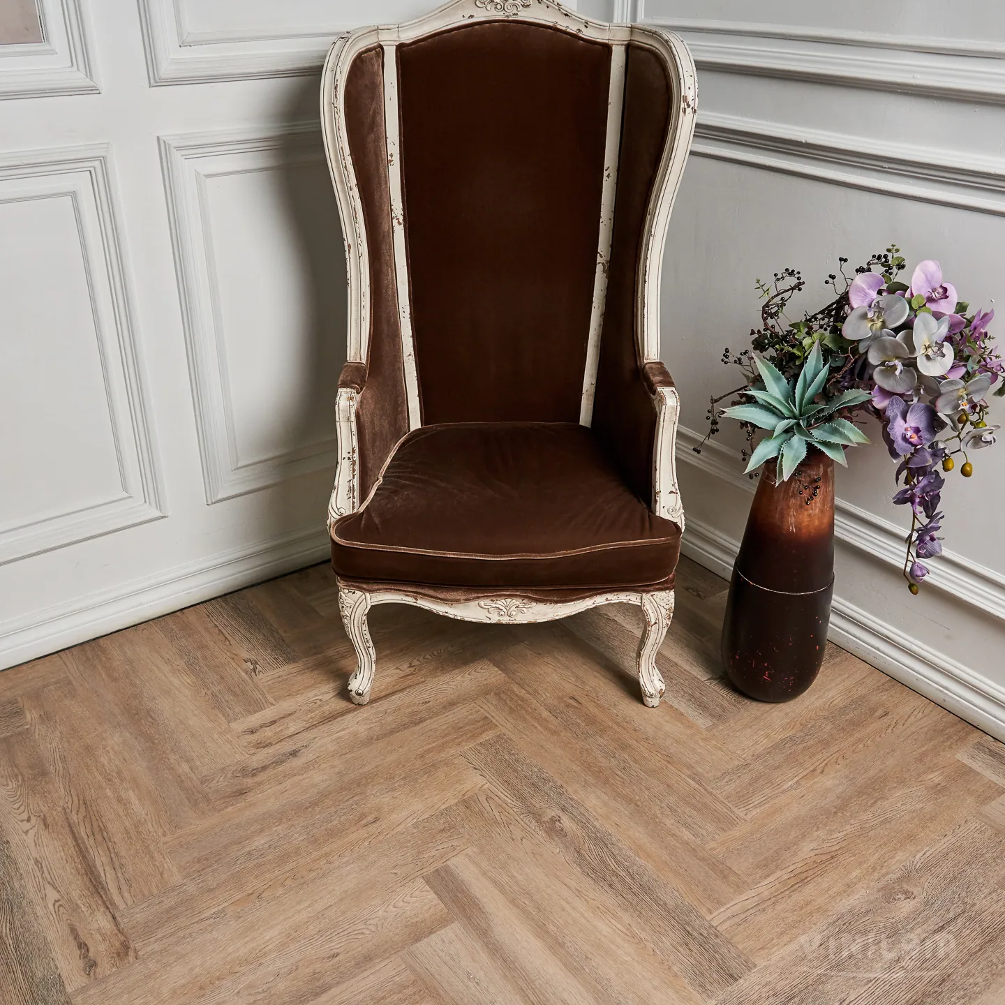 Vinilam Parquet Herringbone Click Паркет Северный: в интерьере