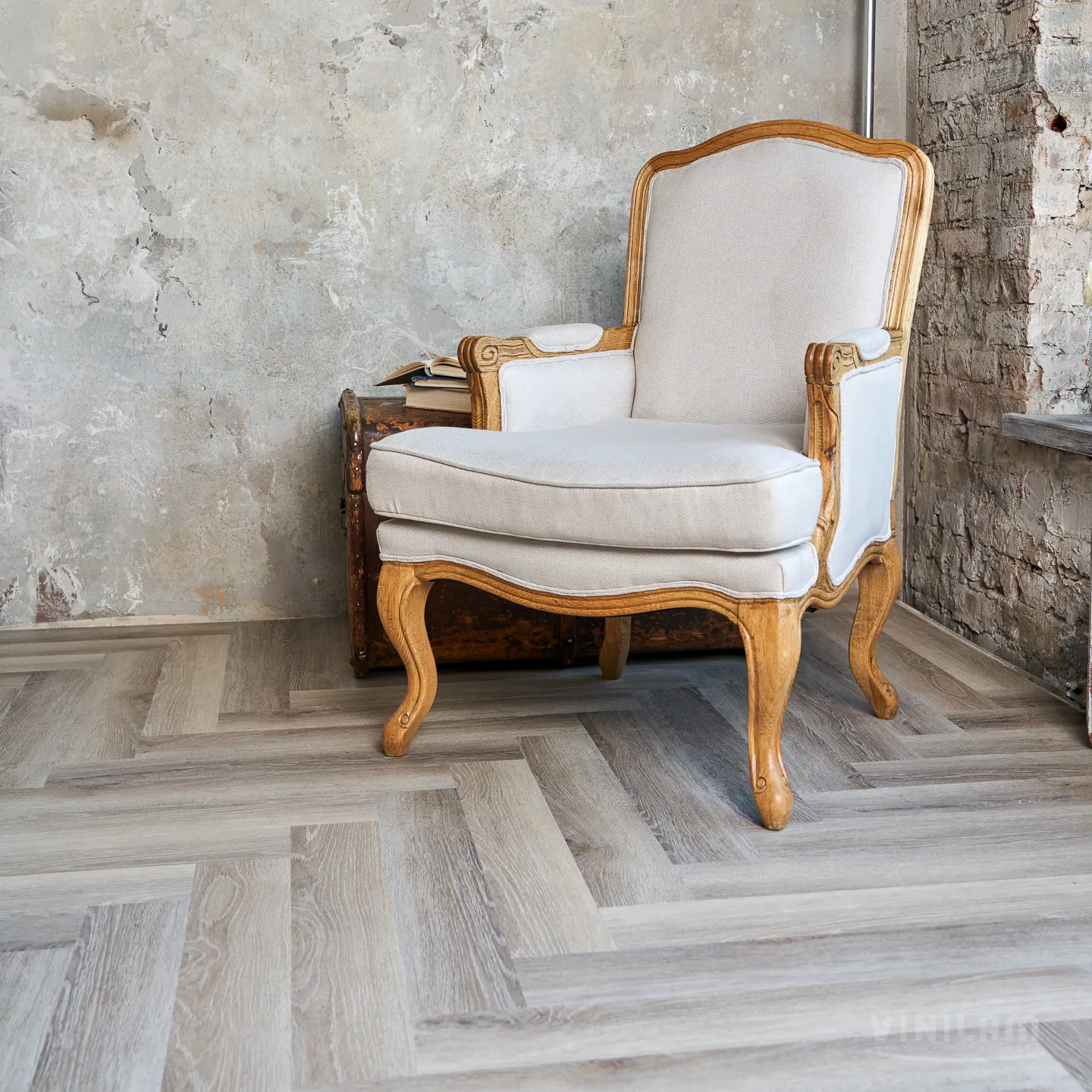 Vinilam Parquet Herringbone Click Паркет Эрмитаж: в интерьере