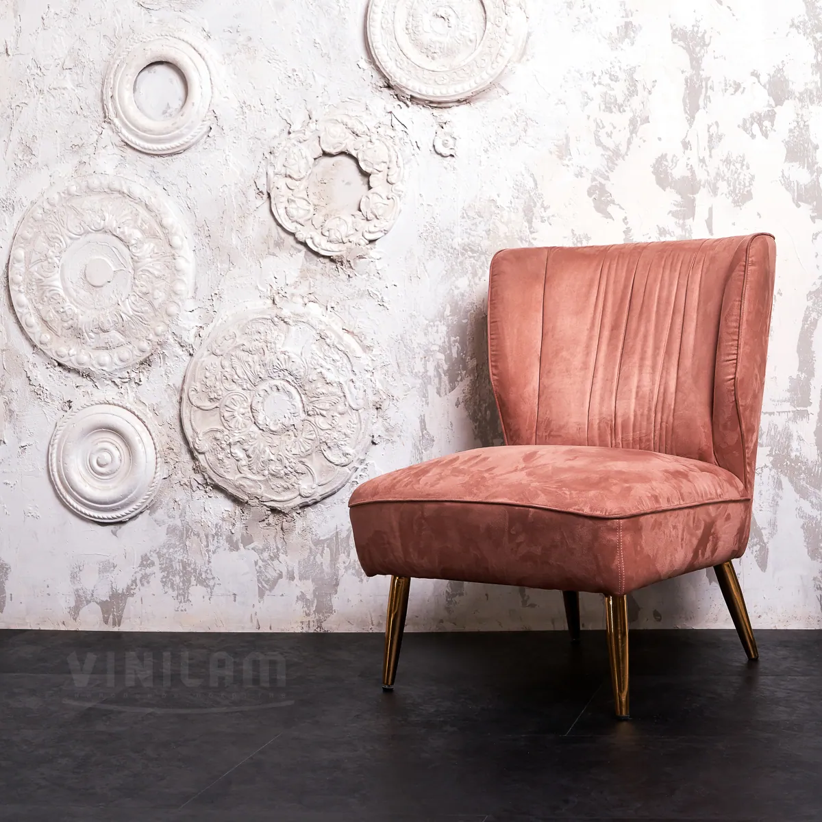 Vinilam Ceramo XXL Stone Glue Сланцевый черный: в интерьере