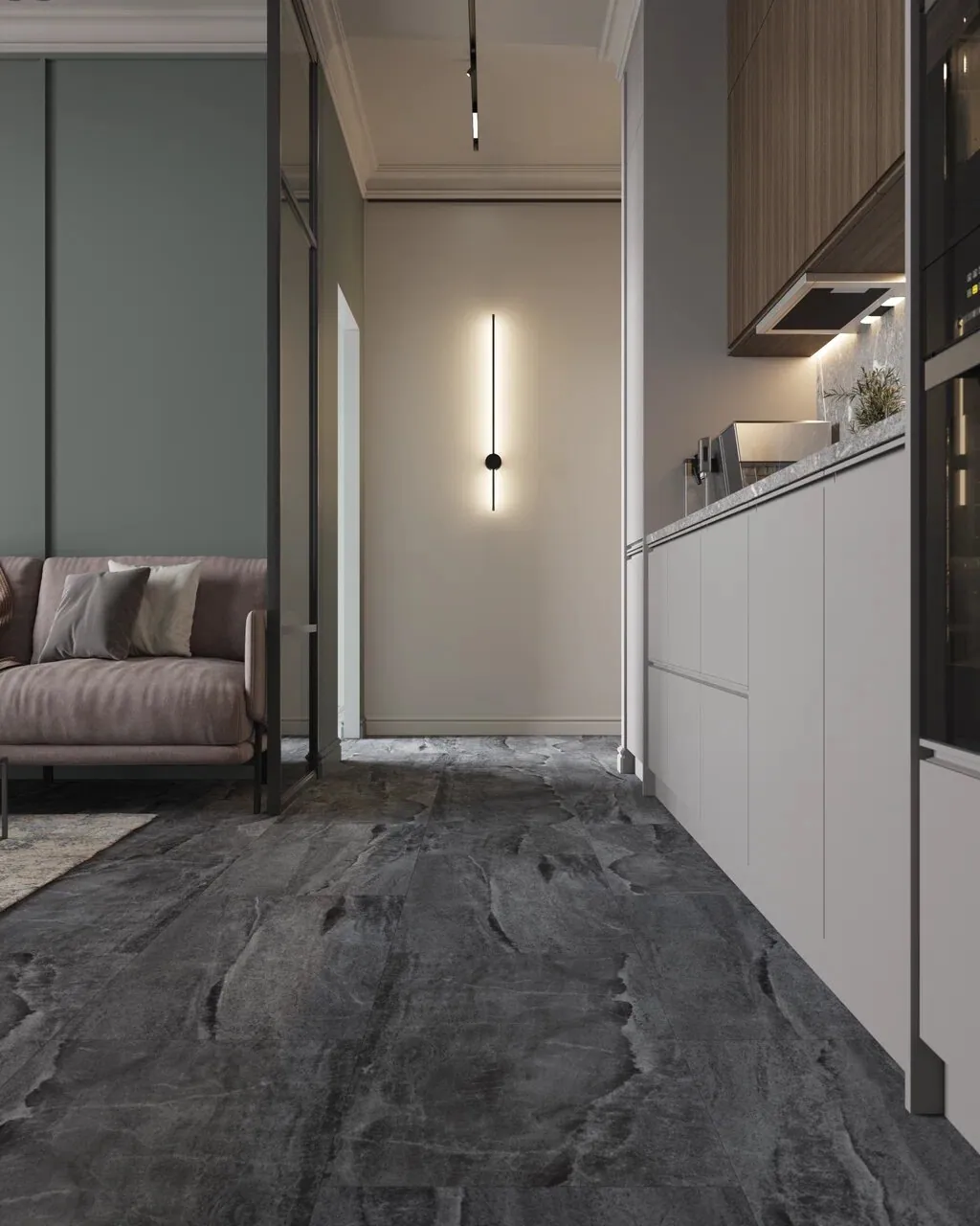 Vinilam Ceramo XXL Stone Glue Колумбийский Камень: в интерьере