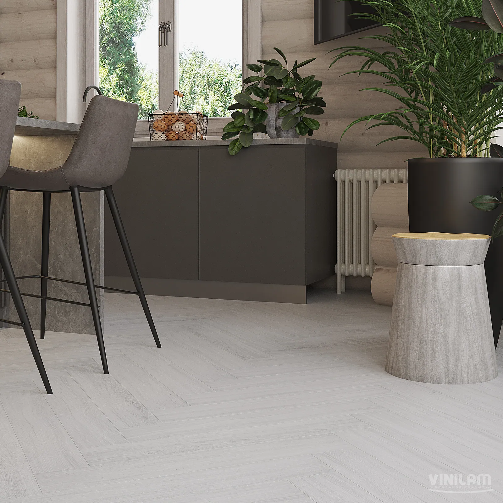 Vinilam Parquet Herringbone Click Паркет Санторини: в интерьере