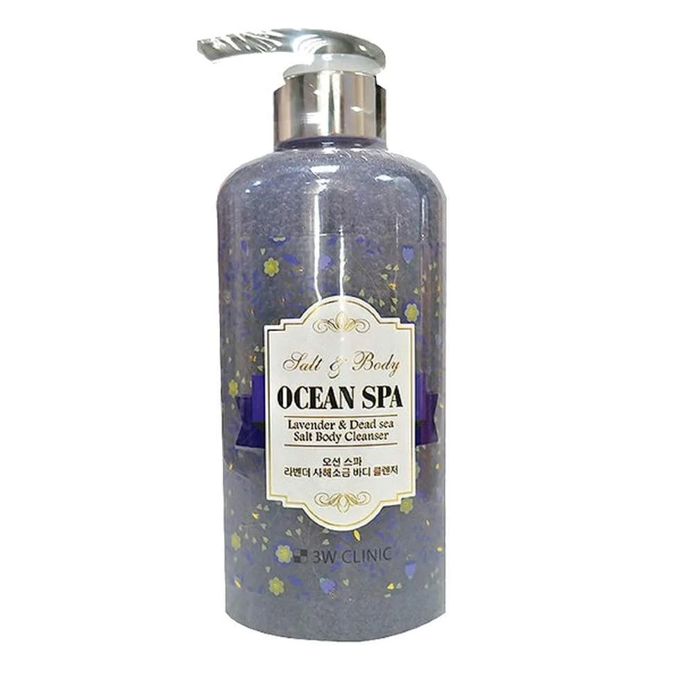 3W CLINIC Гель для душа с солью мертвого моря и лавандой OCEAN SPA LAVENDER AND DEAD SEA SALT BODY CLEANSER