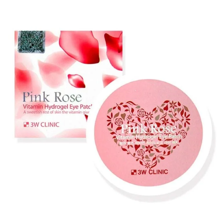3W CLINIC Гидрогелевые патчи для глаз РОЗА PINK ROSE VITAMIN HYDROGEL EYE PATCH