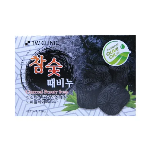 3W CLINIC Мыло кусковое УГОЛЬ Charcoal Beauty Soap