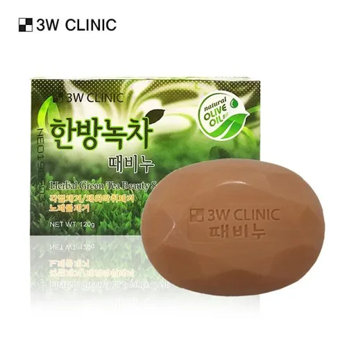 3W CLINIC Мыло кусковое ЗЕЛЕНЫЙ ЧАЙ Herbal Green Tea Beauty Soap