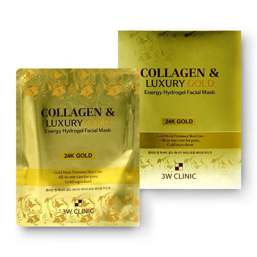3W CLINIC НАБОР Гидрогелевая маска для лица COLLAGEN & LUXURY GOLD Energy Hydrogel facial Mask, 30 гр*5 шт