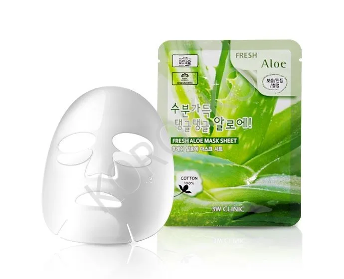 3W CLINIC НАБОР Тканевая маска для лица АЛОЭ Fresh Aloe Mask Sheet