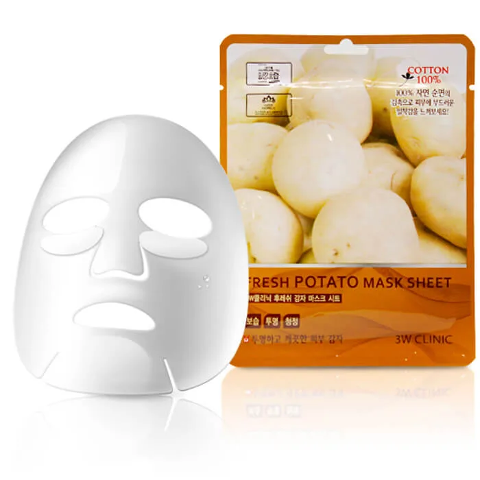 3W CLINIC НАБОР Тканевая маска для лица КАРТОФЕЛЬ Fresh Potato Mask Sheet