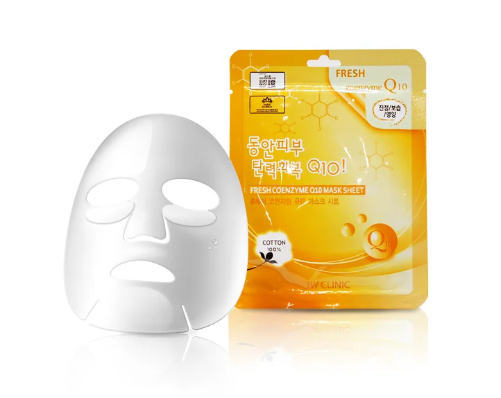 3W CLINIC НАБОР Тканевая маска для лица КОЭНЗИМ Fresh Coenzyme Q 10 Mask Sheet