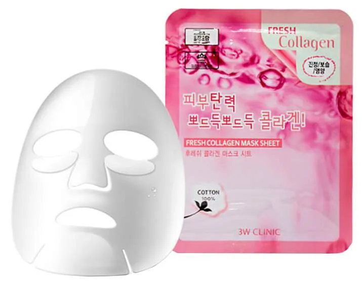 3W CLINIC НАБОР Тканевая маска для лица КОЛЛАГЕН Fresh Collagen Mask Sheet