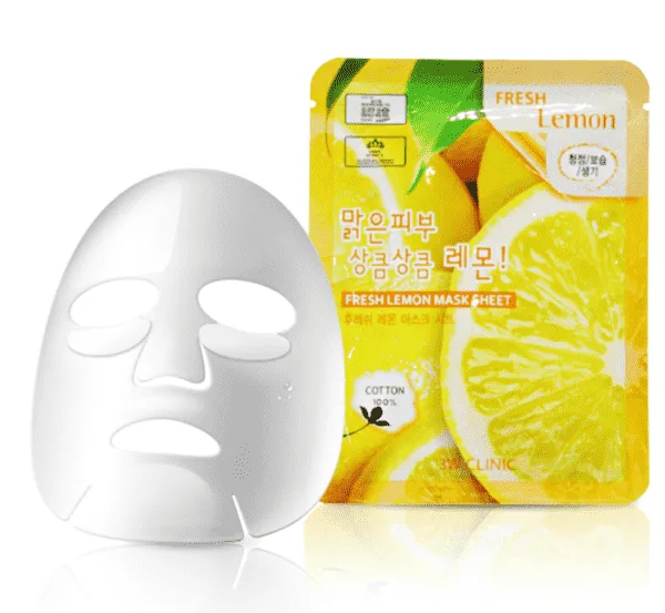 3W CLINIC НАБОР Тканевая маска для лица ЛИМОН Fresh Lemon Mask Sheet