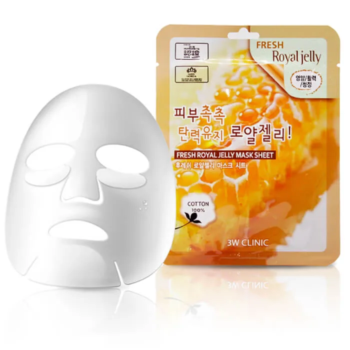 3W CLINIC НАБОР Тканевая маска для лица МАТОЧНОЕ МОЛОЧКО Fresh Royal Jelly Mask Sheet